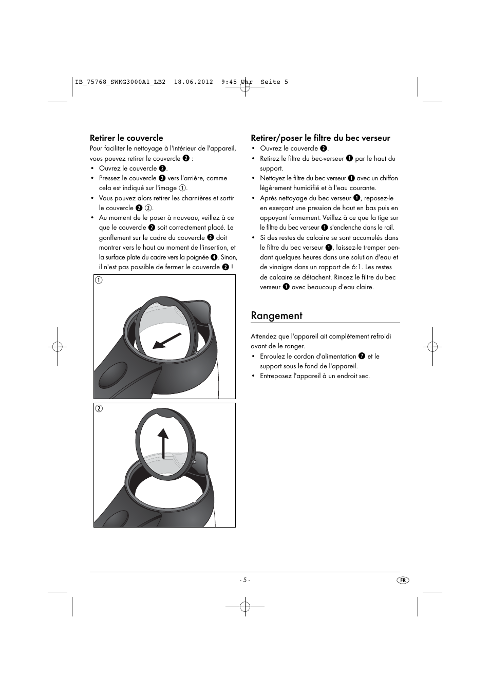 Rangement | Silvercrest SWKG 3000 A1 User Manual | Page 7 / 26