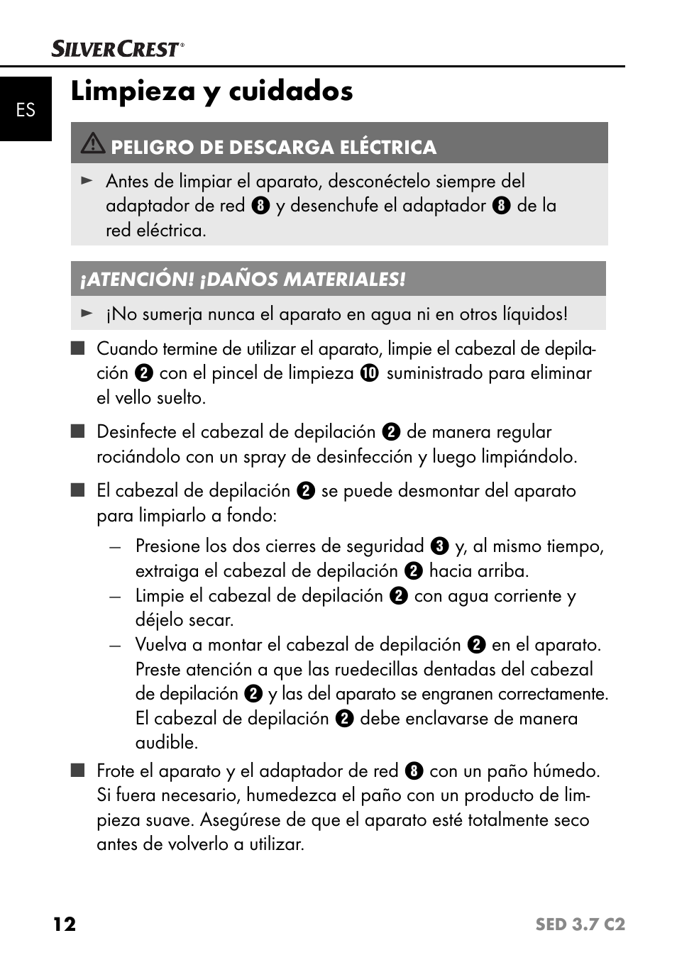 Limpieza y cuidados | Silvercrest SED 3.7 C2 User Manual | Page 15 / 84