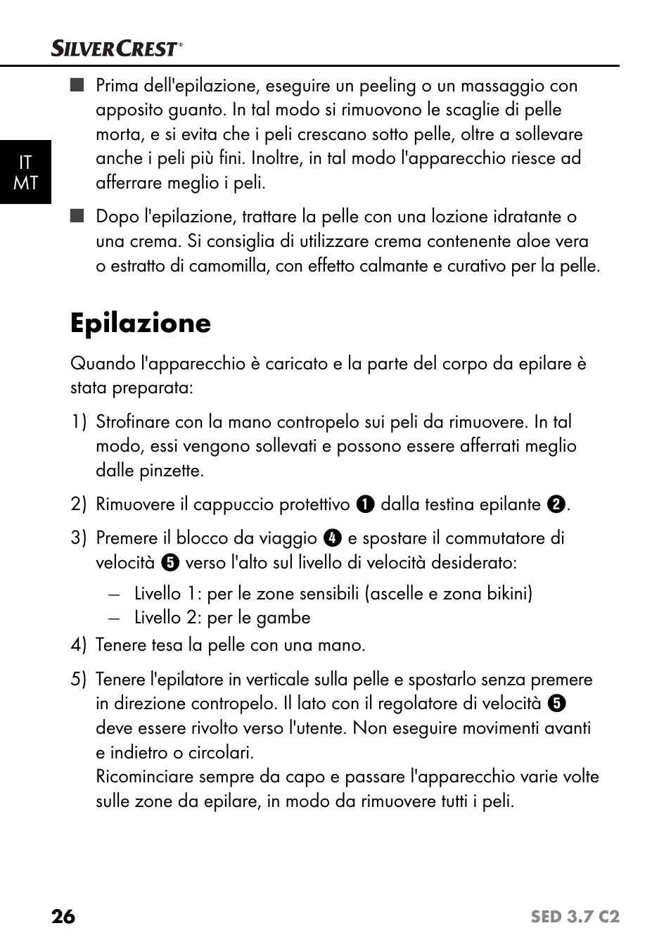 Epilazione | Silvercrest SED 3.7 C2 User Manual | Page 29 / 84