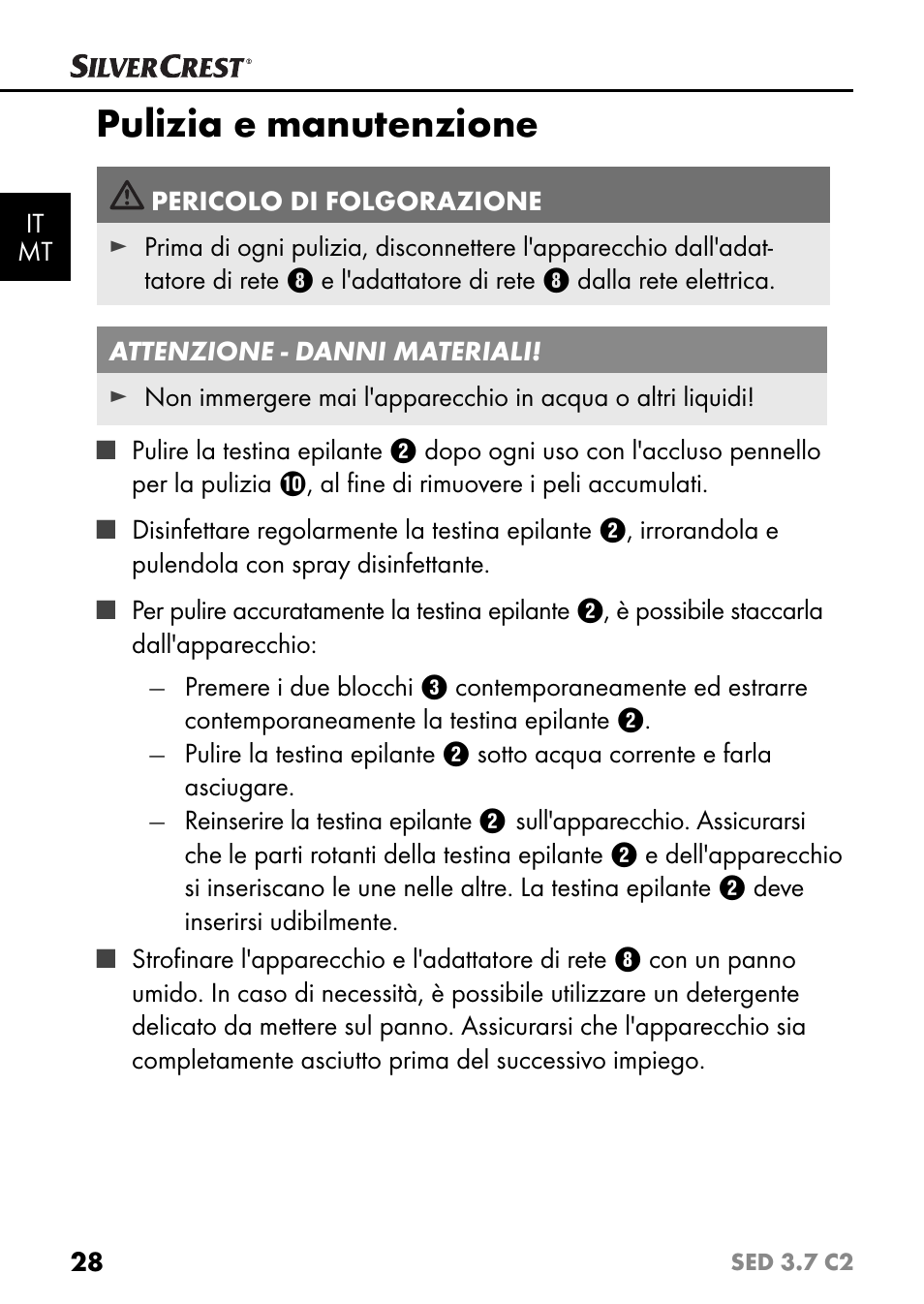 Pulizia e manutenzione | Silvercrest SED 3.7 C2 User Manual | Page 31 / 84