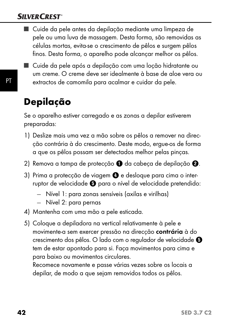 Depilação | Silvercrest SED 3.7 C2 User Manual | Page 45 / 84