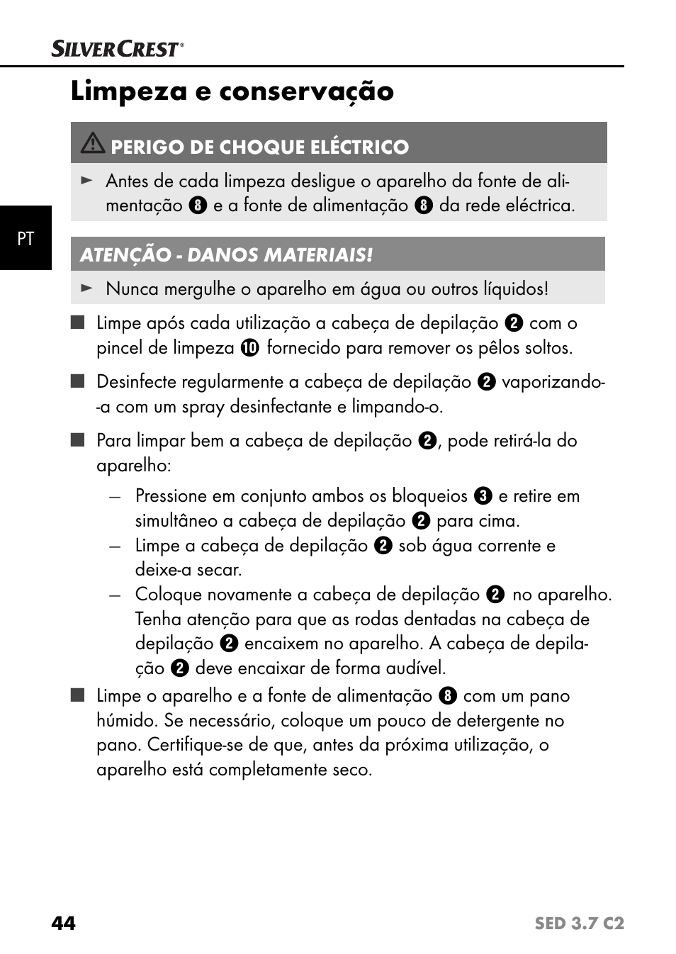 Limpeza e conservação | Silvercrest SED 3.7 C2 User Manual | Page 47 / 84