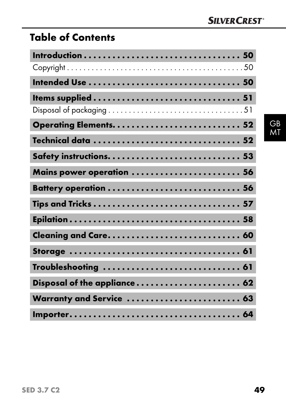 Silvercrest SED 3.7 C2 User Manual | Page 52 / 84