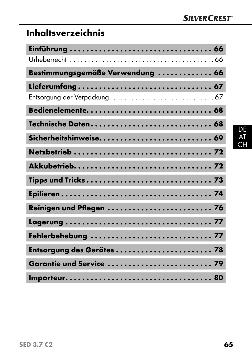 Silvercrest SED 3.7 C2 User Manual | Page 68 / 84