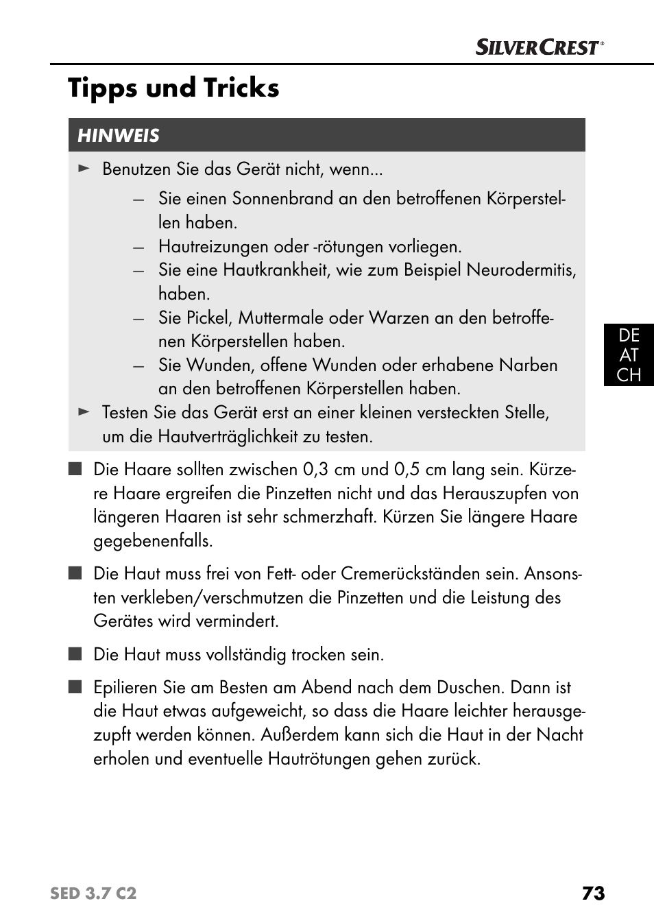 Tipps und tricks | Silvercrest SED 3.7 C2 User Manual | Page 76 / 84