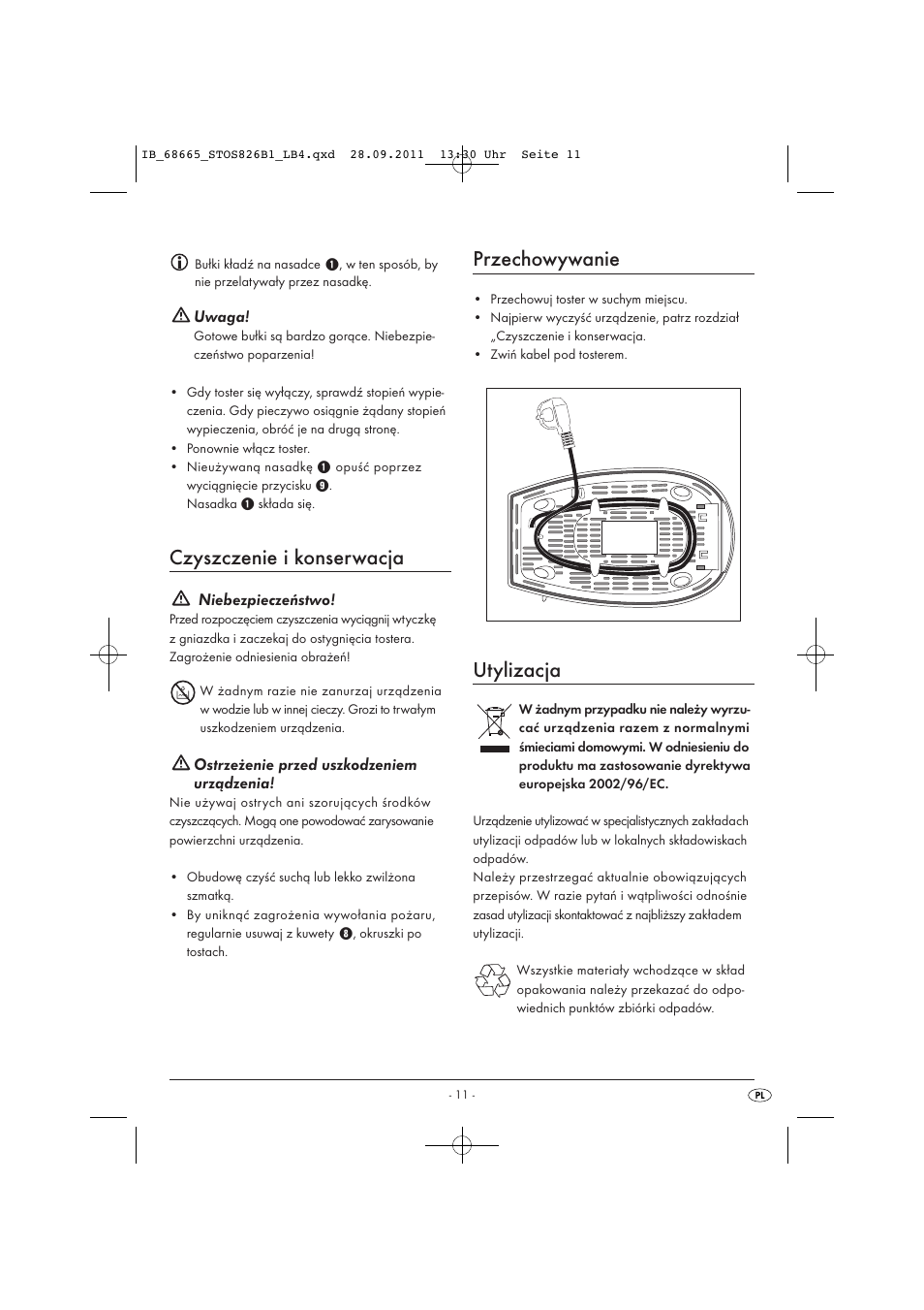 Czyszczenie i konserwacja, Przechowywanie, Utylizacja | Silvercrest STOS 826 B1 User Manual | Page 13 / 44