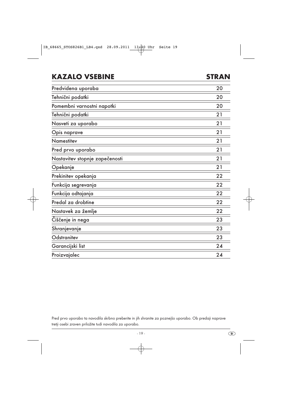 Kazalo vsebine stran | Silvercrest STOS 826 B1 User Manual | Page 21 / 44