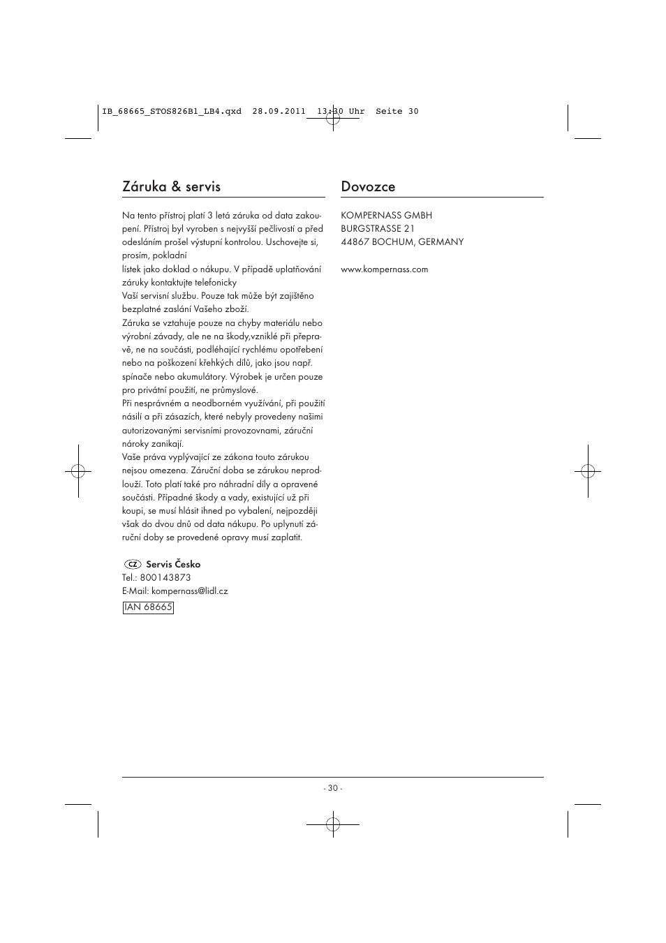 Záruka & servis, Dovozce | Silvercrest STOS 826 B1 User Manual | Page 32 / 44