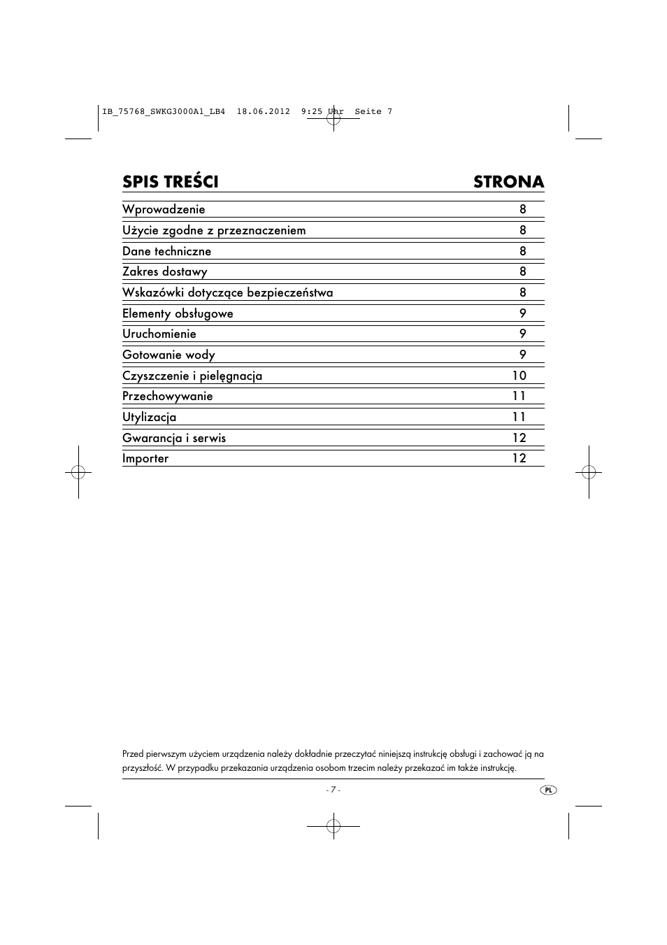 Silvercrest SWKG 3000 A1 User Manual | Page 9 / 32
