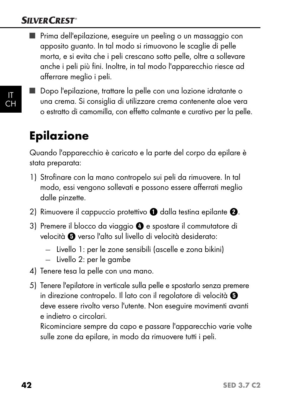 Epilazione | Silvercrest SED 3.7 C2 User Manual | Page 45 / 68