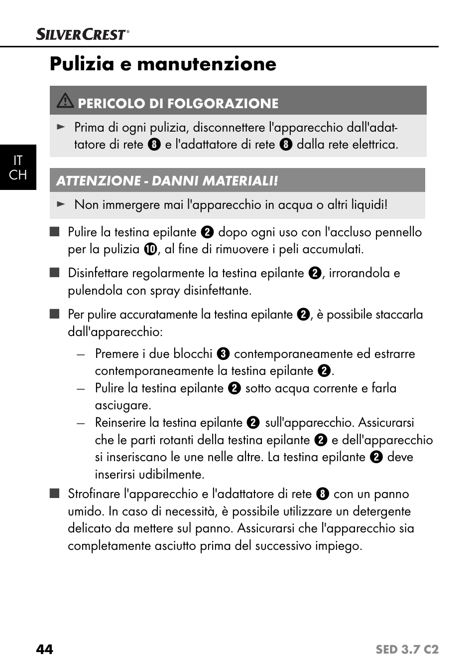 Pulizia e manutenzione | Silvercrest SED 3.7 C2 User Manual | Page 47 / 68