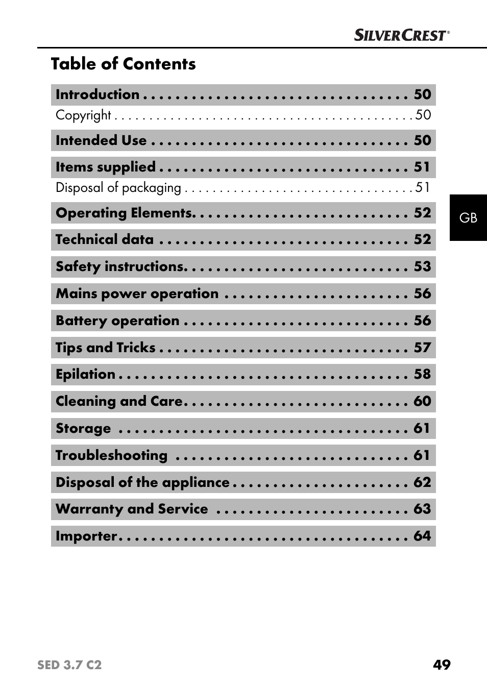 Silvercrest SED 3.7 C2 User Manual | Page 52 / 68