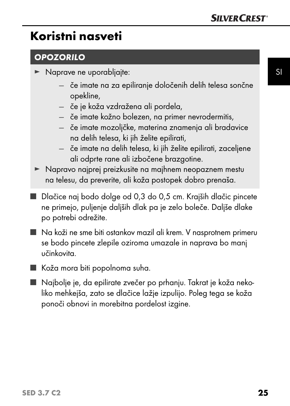 Koristni nasveti | Silvercrest SED 3.7 C2 User Manual | Page 28 / 68