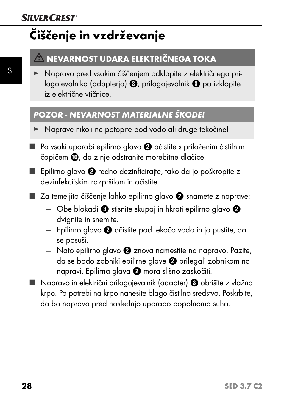 Čiščenje in vzdrževanje | Silvercrest SED 3.7 C2 User Manual | Page 31 / 68