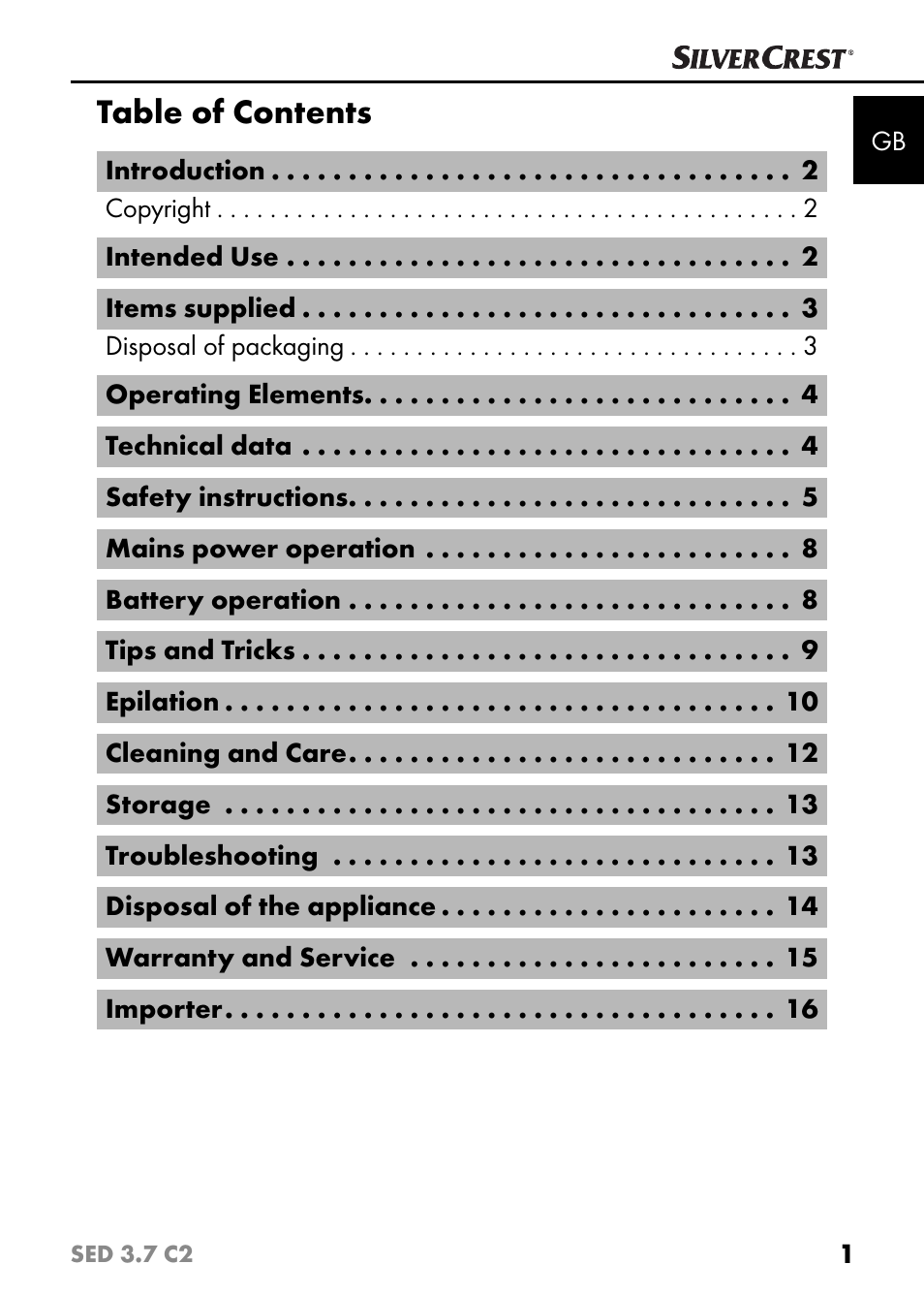 Silvercrest SED 3.7 C2 User Manual | Page 4 / 68