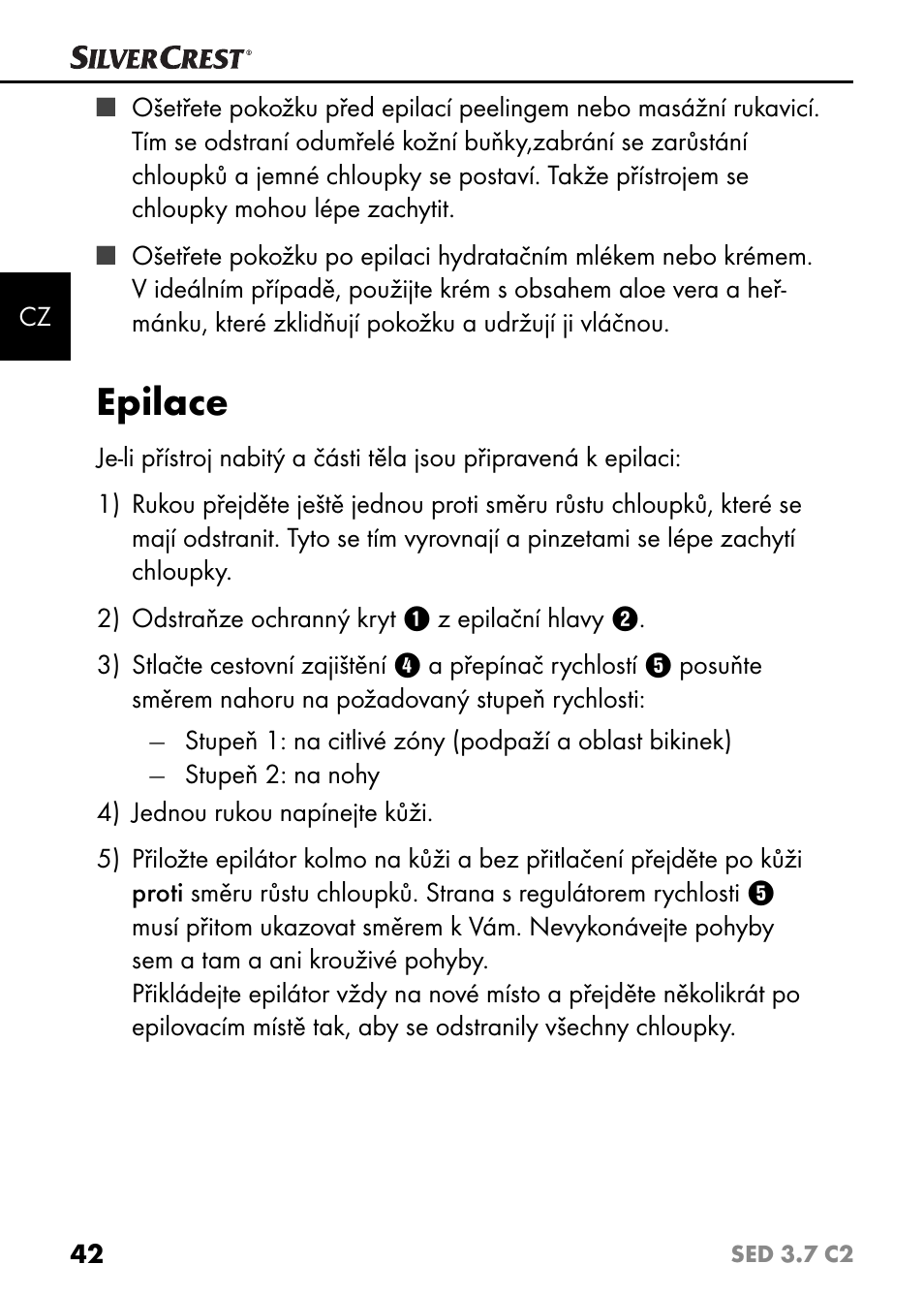 Epilace | Silvercrest SED 3.7 C2 User Manual | Page 45 / 68