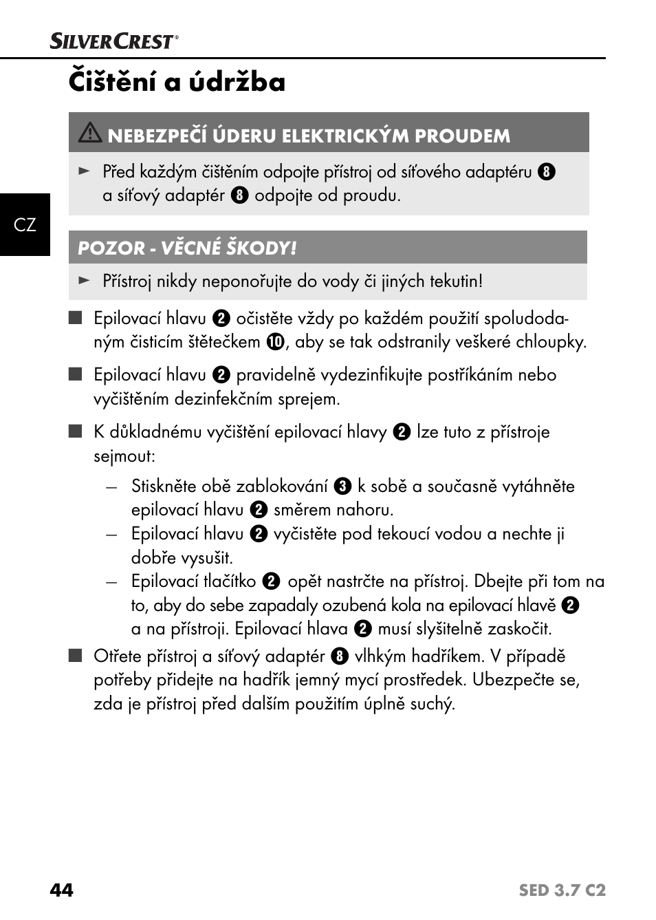 Čištění a údržba | Silvercrest SED 3.7 C2 User Manual | Page 47 / 68