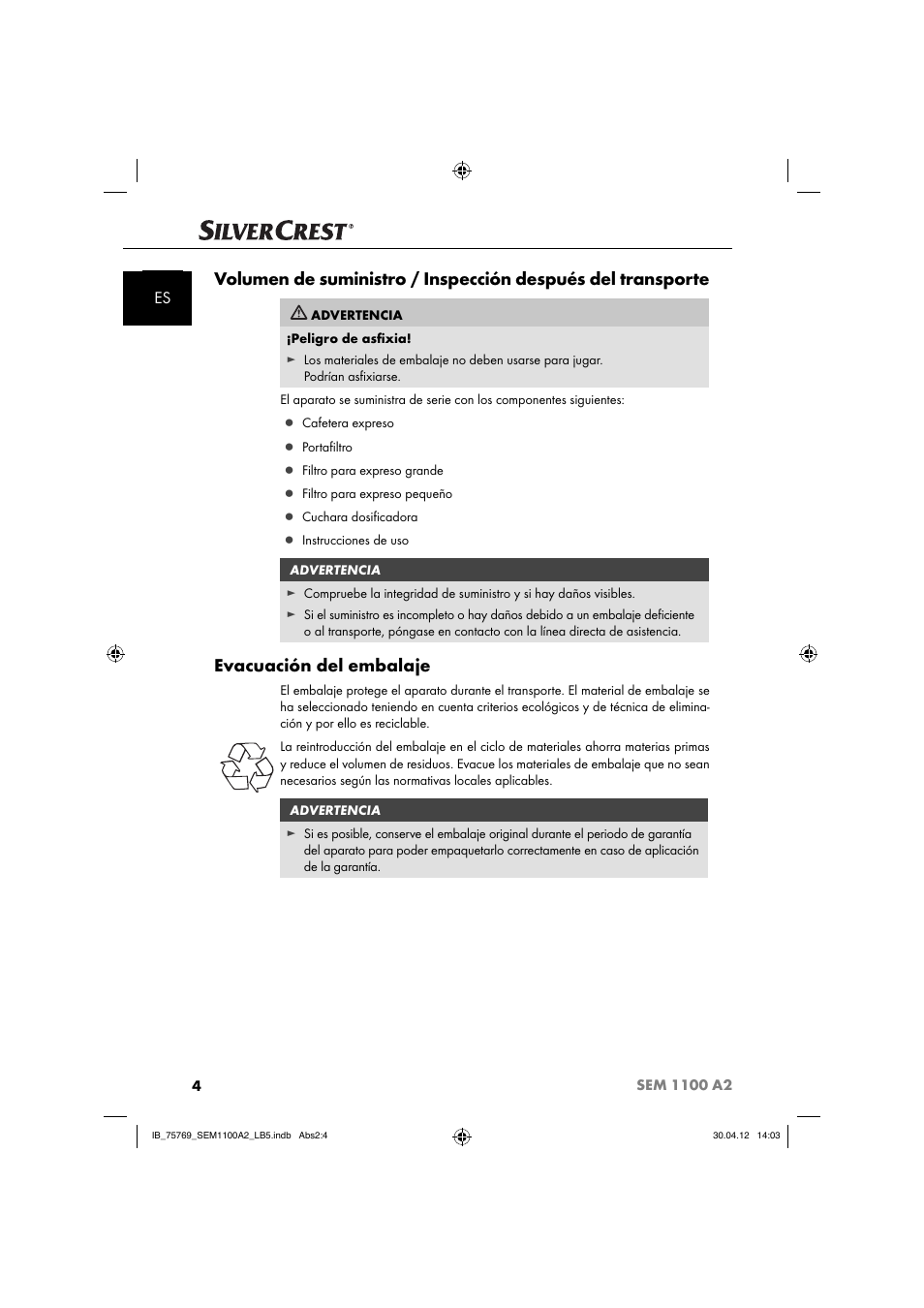 Evacuación del embalaje | Silvercrest SEM 1100 A2 User Manual | Page 6 / 81