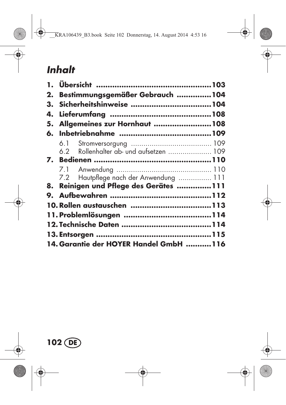Inhalt | Silvercrest SHE 3 A1 User Manual | Page 104 / 122