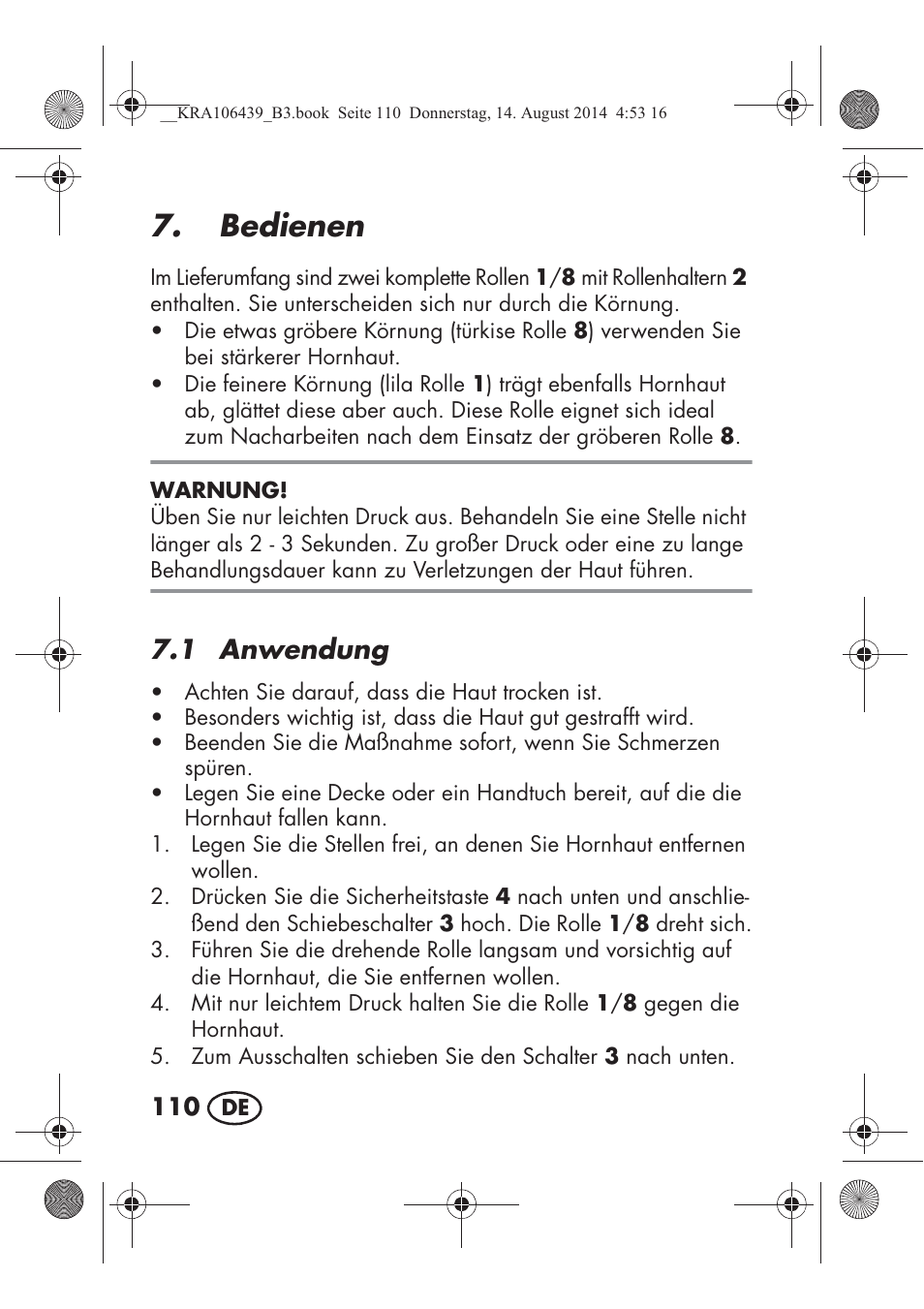 Bedienen, 1 anwendung | Silvercrest SHE 3 A1 User Manual | Page 112 / 122