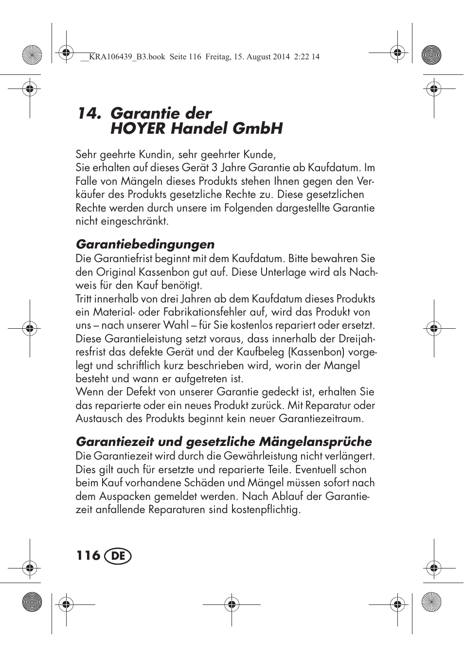 Garantie der hoyerhandel gmbh | Silvercrest SHE 3 A1 User Manual | Page 118 / 122