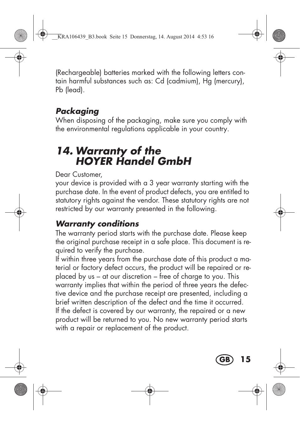 Warranty of the hoyer handelgmbh | Silvercrest SHE 3 A1 User Manual | Page 17 / 122