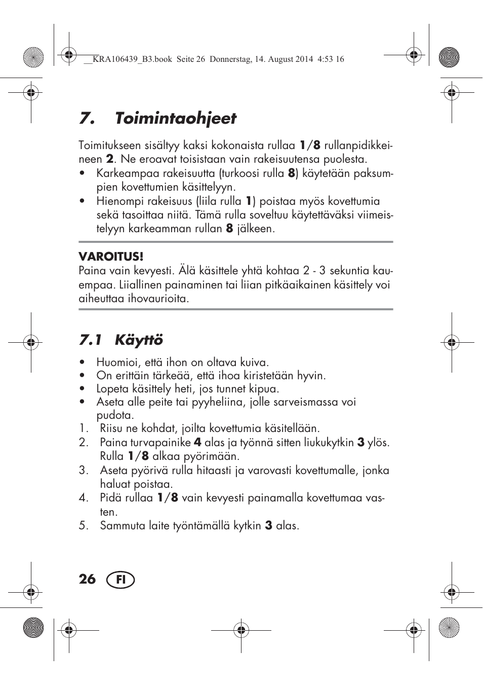 Toimintaohjeet, 1 käyttö | Silvercrest SHE 3 A1 User Manual | Page 28 / 122