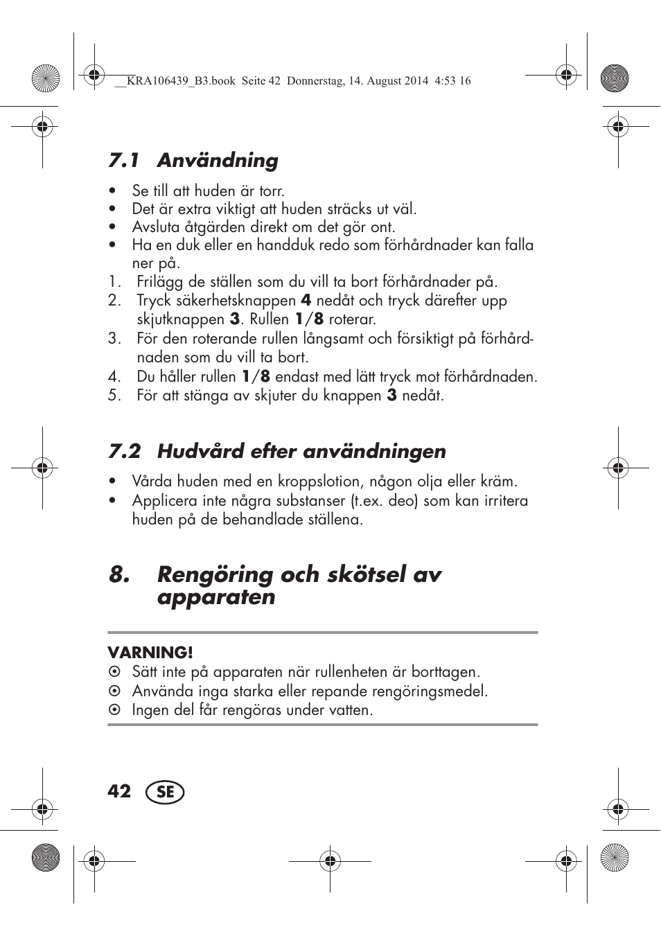 Rengöring och skötsel av apparaten | Silvercrest SHE 3 A1 User Manual | Page 44 / 122