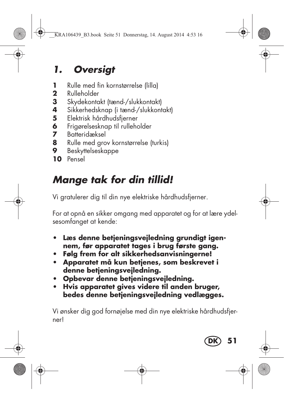 Mange tak for din tillid, Oversigt | Silvercrest SHE 3 A1 User Manual | Page 53 / 122