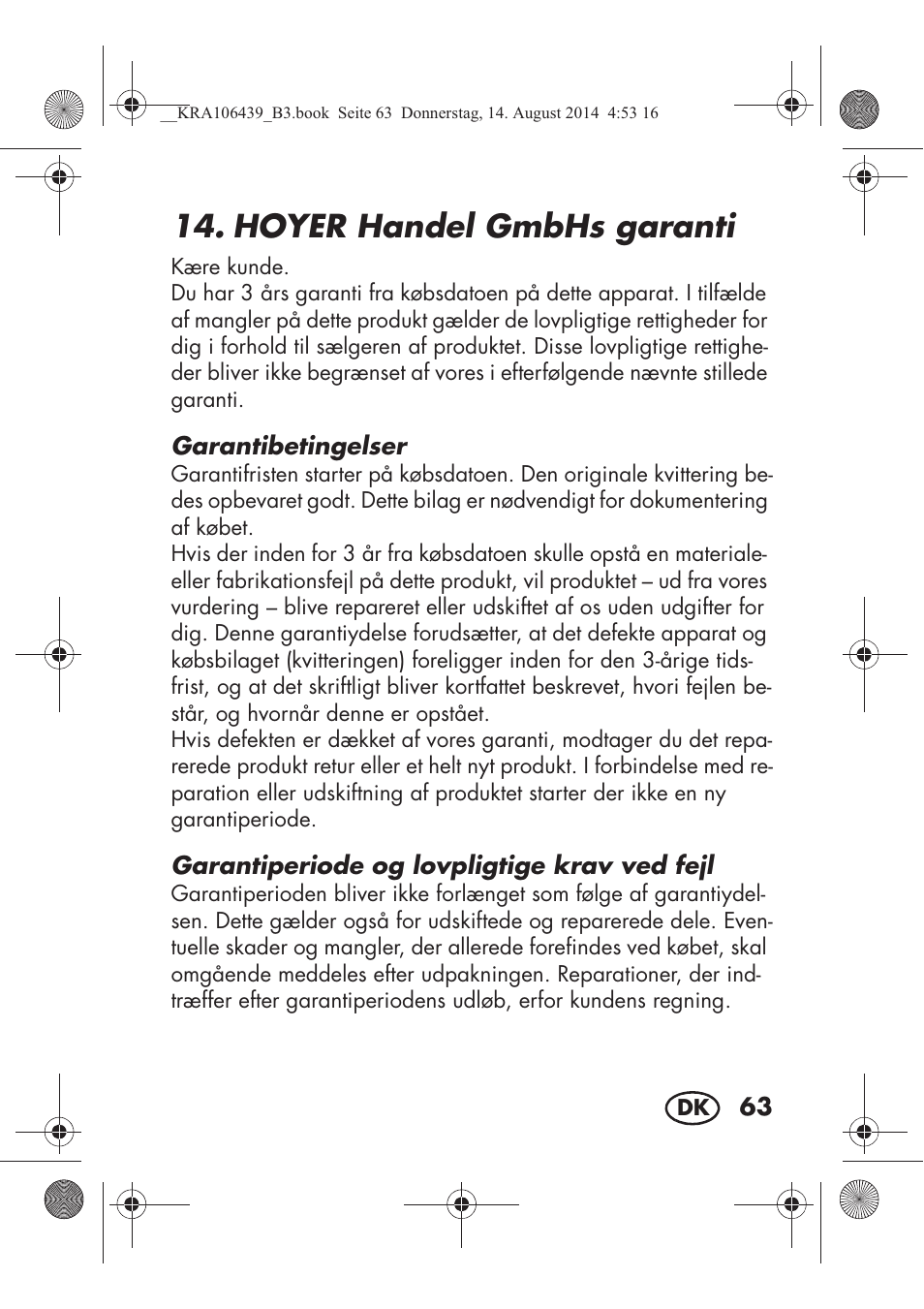 Hoyer handel gmbhs garanti | Silvercrest SHE 3 A1 User Manual | Page 65 / 122