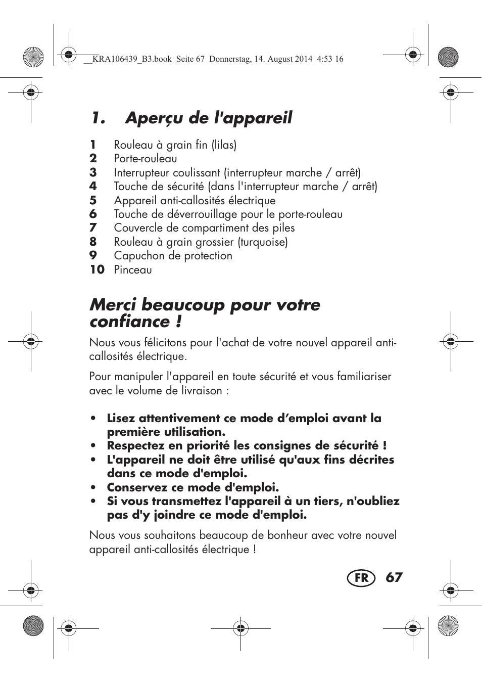 Merci beaucoup pour votre confiance, Aperçu de l'appareil | Silvercrest SHE 3 A1 User Manual | Page 69 / 122