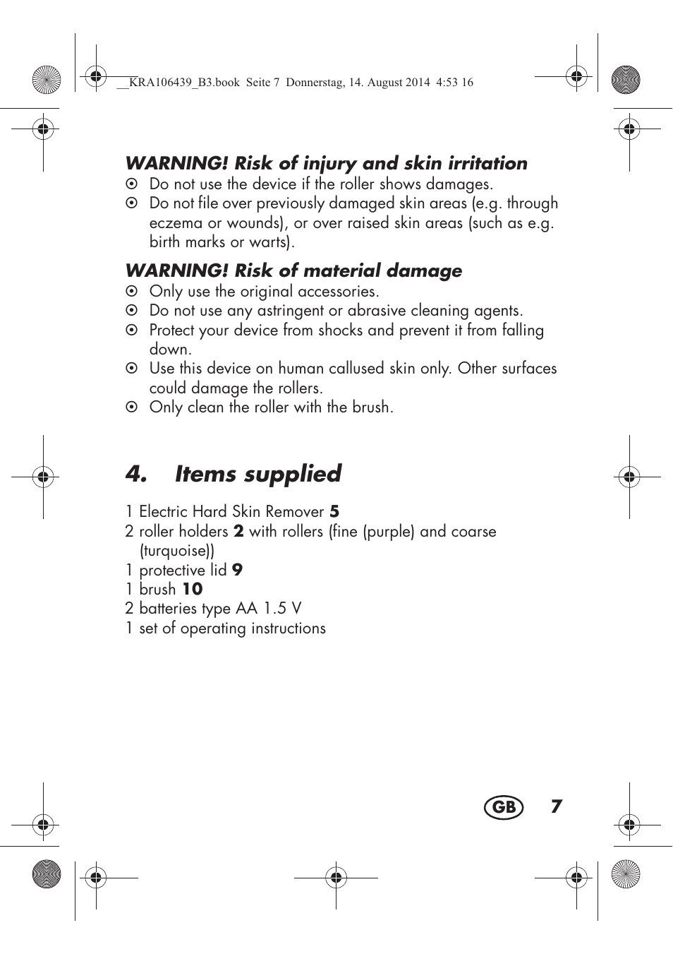 Items supplied | Silvercrest SHE 3 A1 User Manual | Page 9 / 122