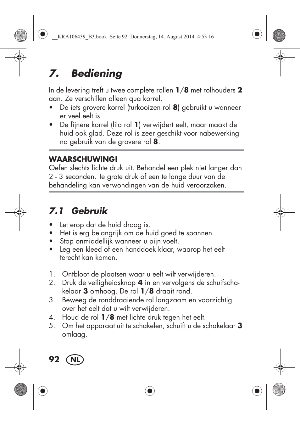 Bediening, 1 gebruik | Silvercrest SHE 3 A1 User Manual | Page 94 / 122