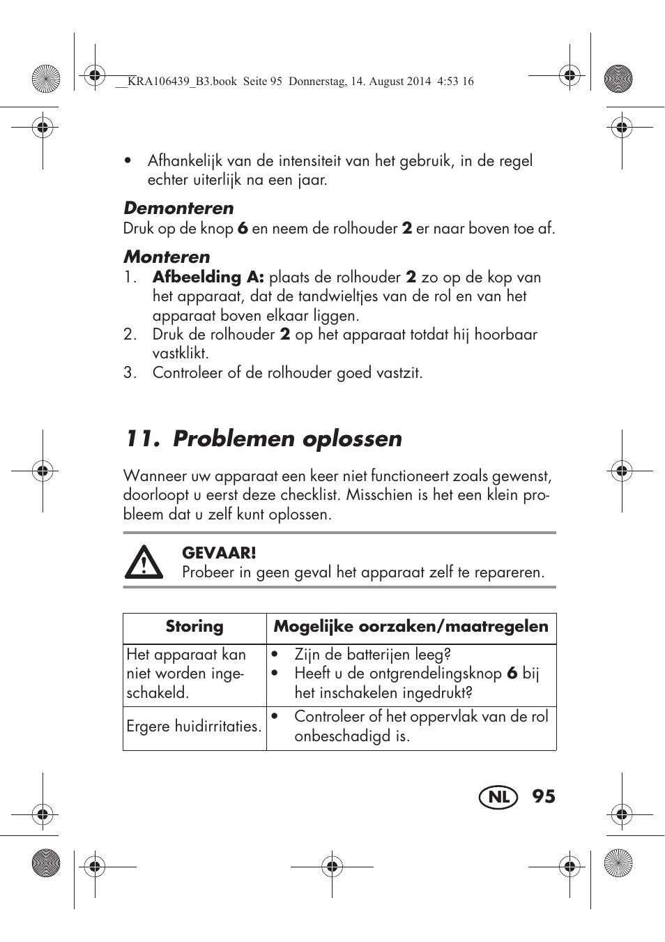 Problemen oplossen | Silvercrest SHE 3 A1 User Manual | Page 97 / 122