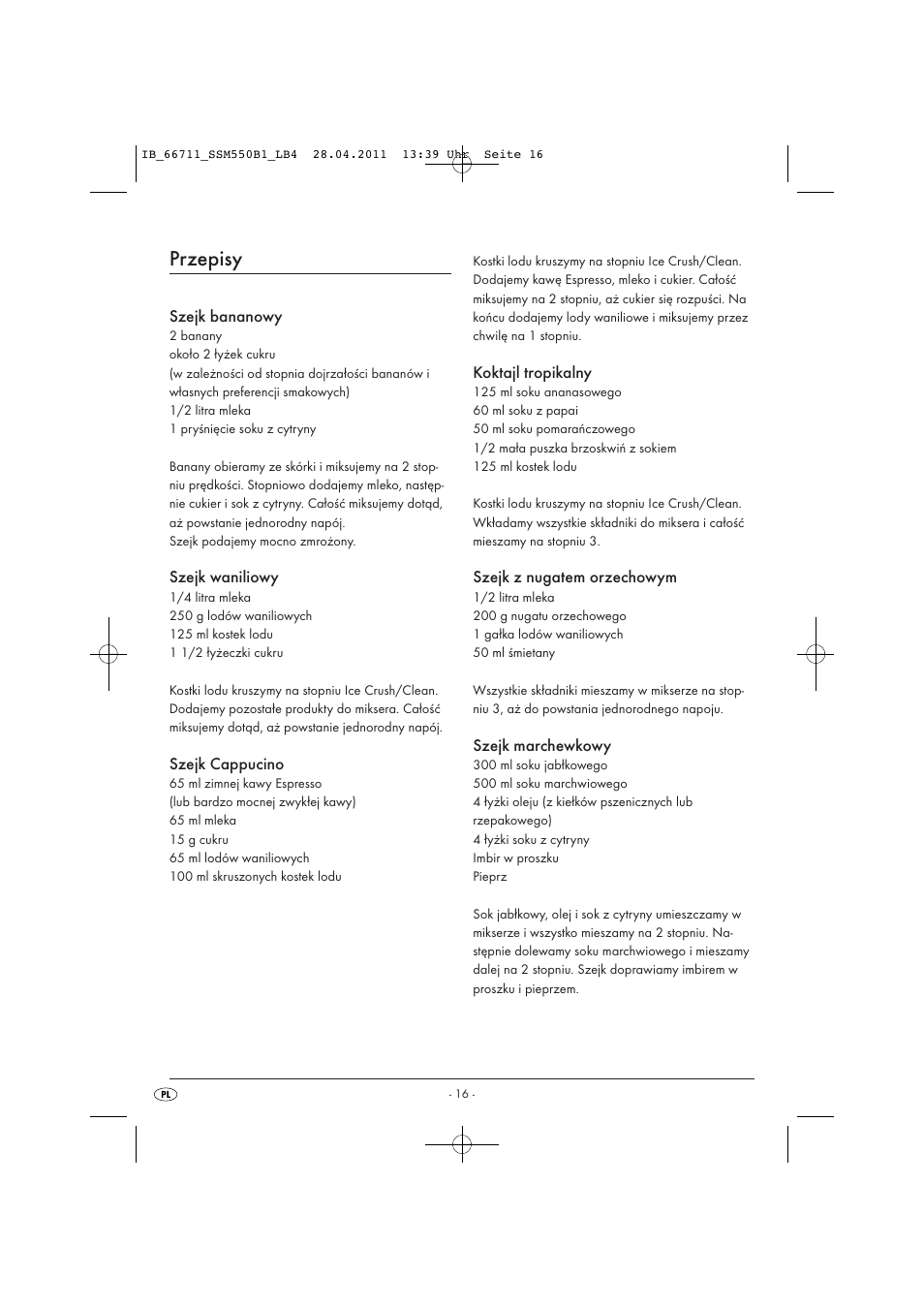 Przepisy | Silvercrest SSM 550 A1 User Manual | Page 18 / 72