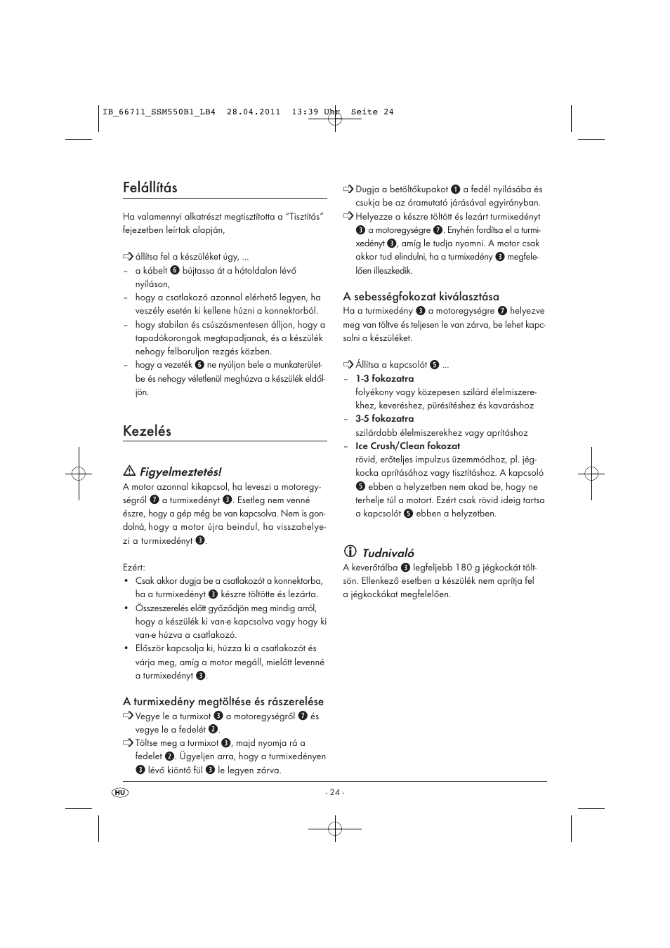 Felállítás, Kezelés | Silvercrest SSM 550 A1 User Manual | Page 26 / 72