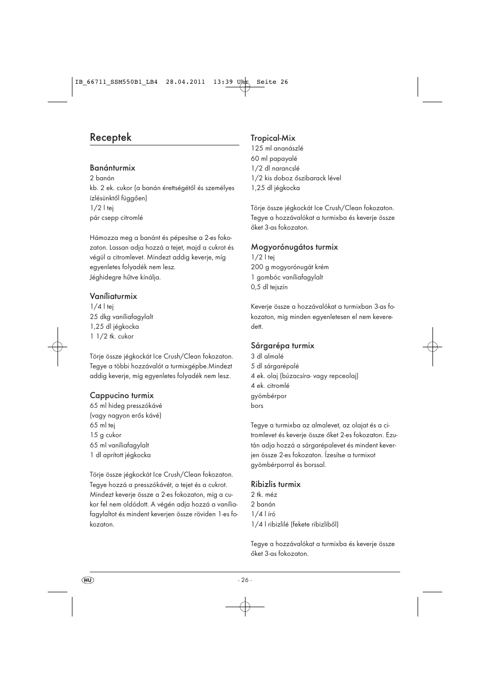 Receptek | Silvercrest SSM 550 A1 User Manual | Page 28 / 72