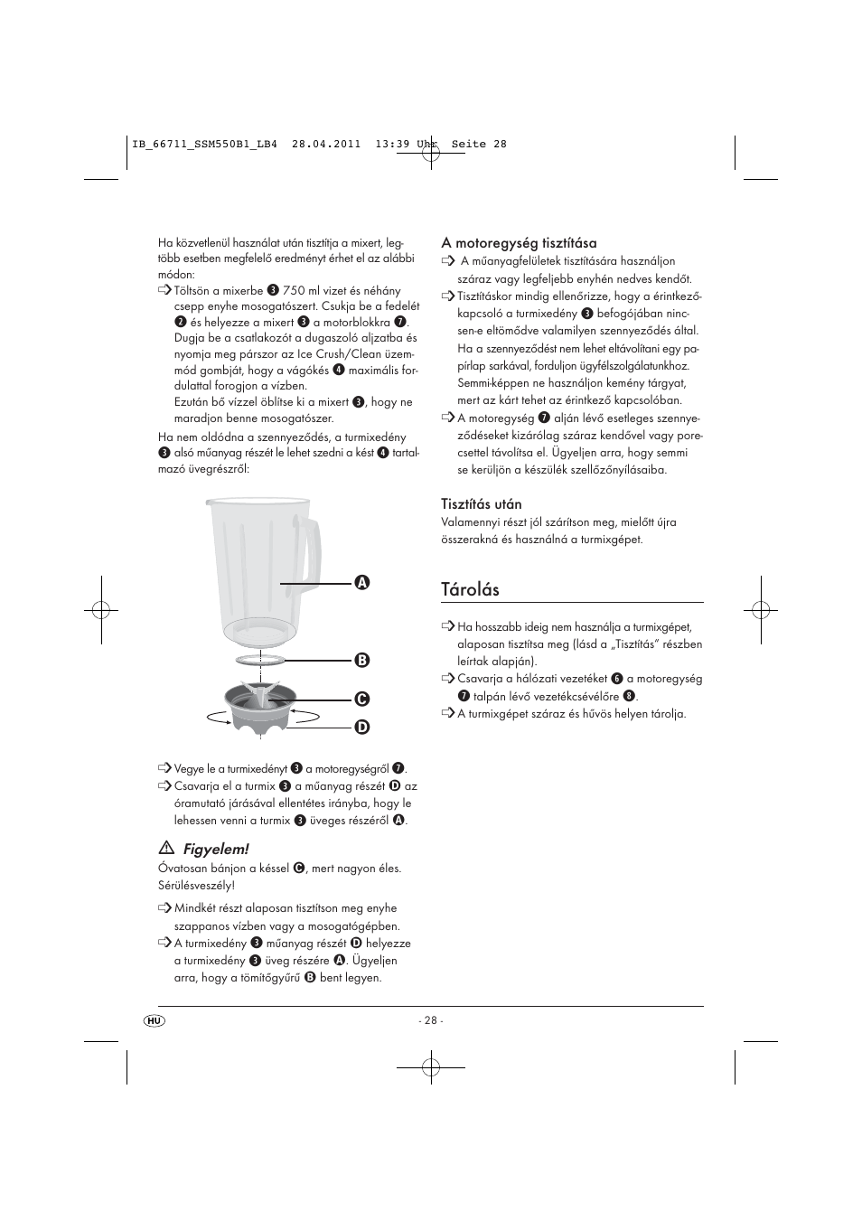 Tárolás | Silvercrest SSM 550 A1 User Manual | Page 30 / 72