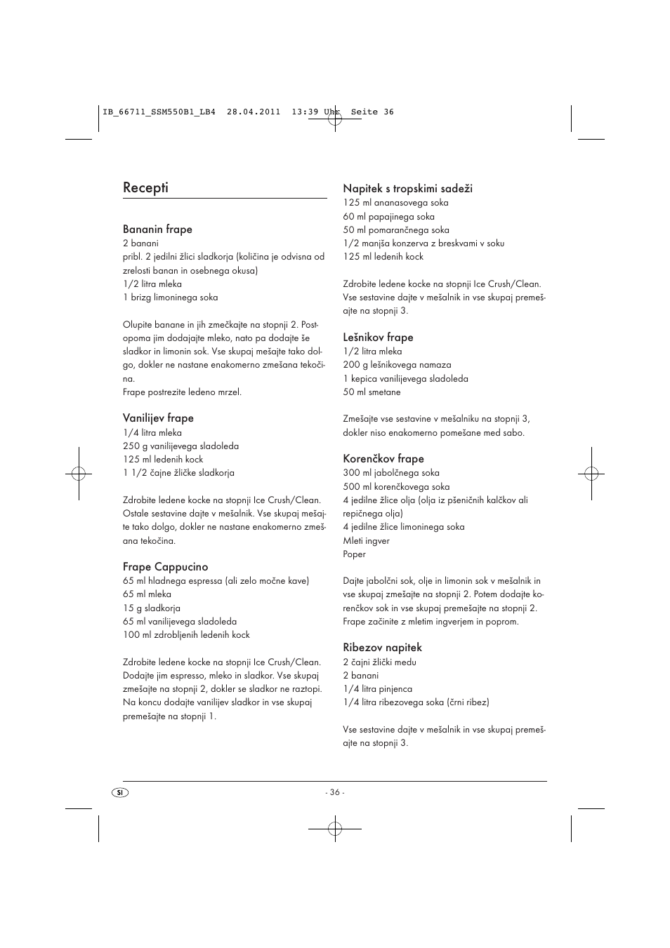 Recepti | Silvercrest SSM 550 A1 User Manual | Page 38 / 72