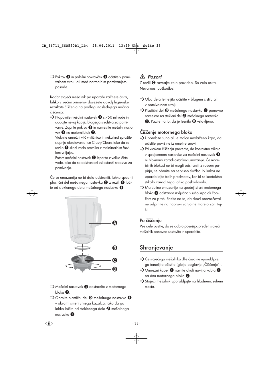 Shranjevanje | Silvercrest SSM 550 A1 User Manual | Page 40 / 72