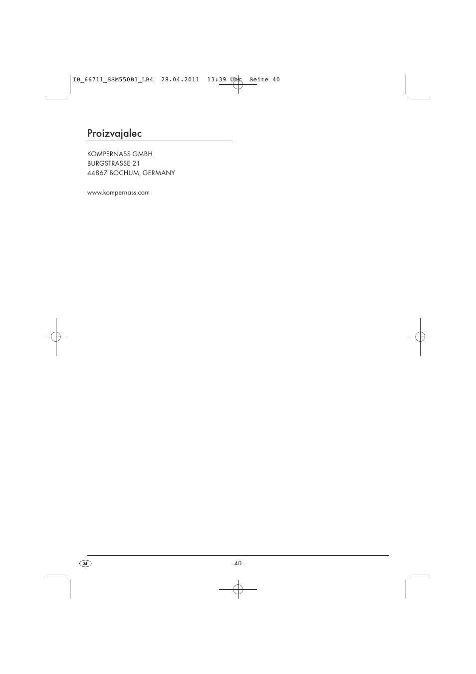 Proizvajalec | Silvercrest SSM 550 A1 User Manual | Page 42 / 72