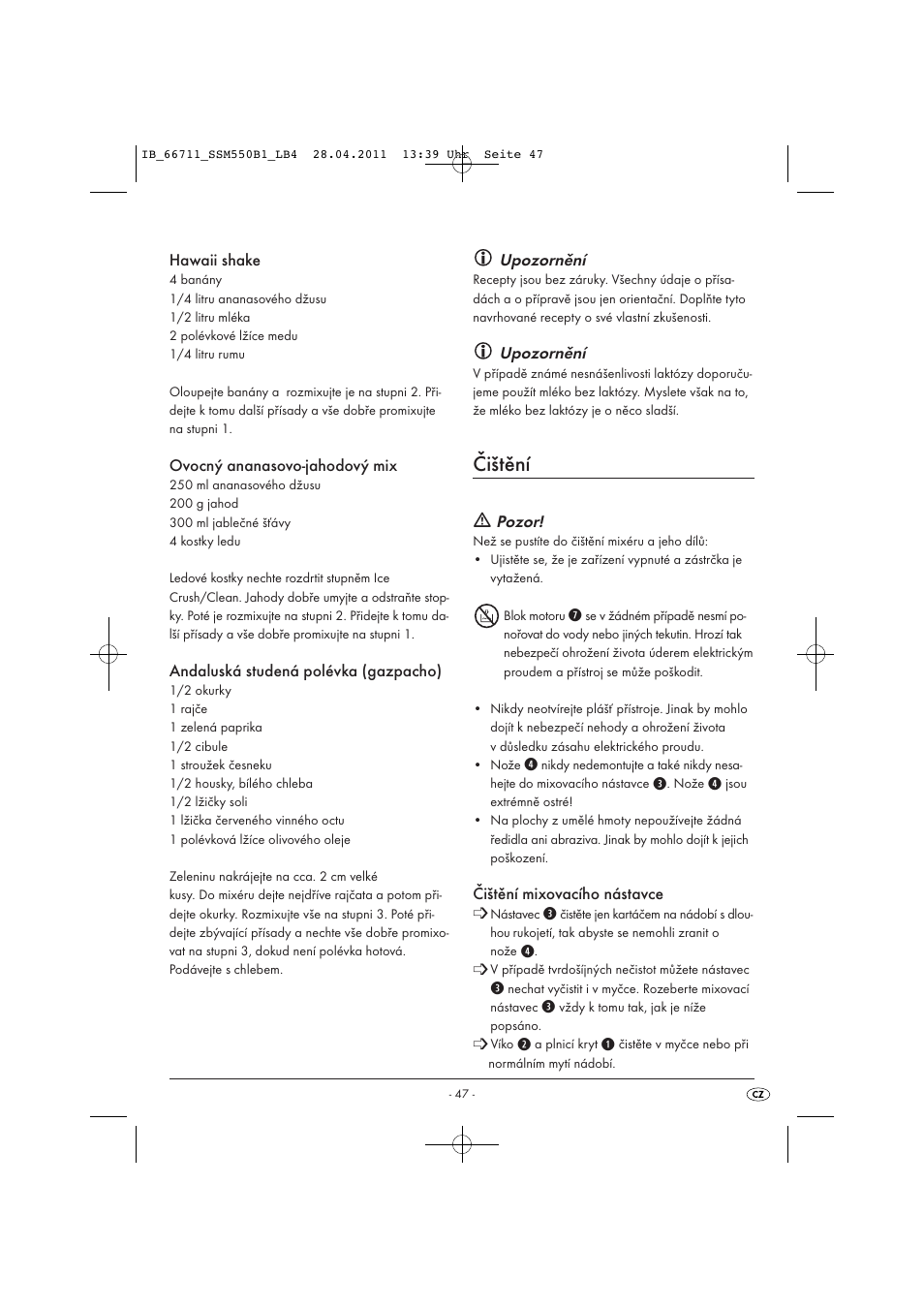 Čištění | Silvercrest SSM 550 A1 User Manual | Page 49 / 72