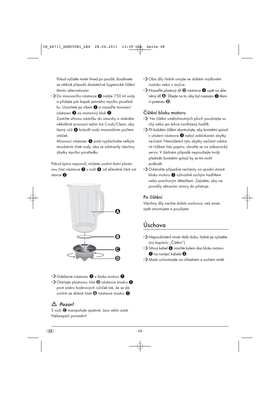 Úschova | Silvercrest SSM 550 A1 User Manual | Page 50 / 72