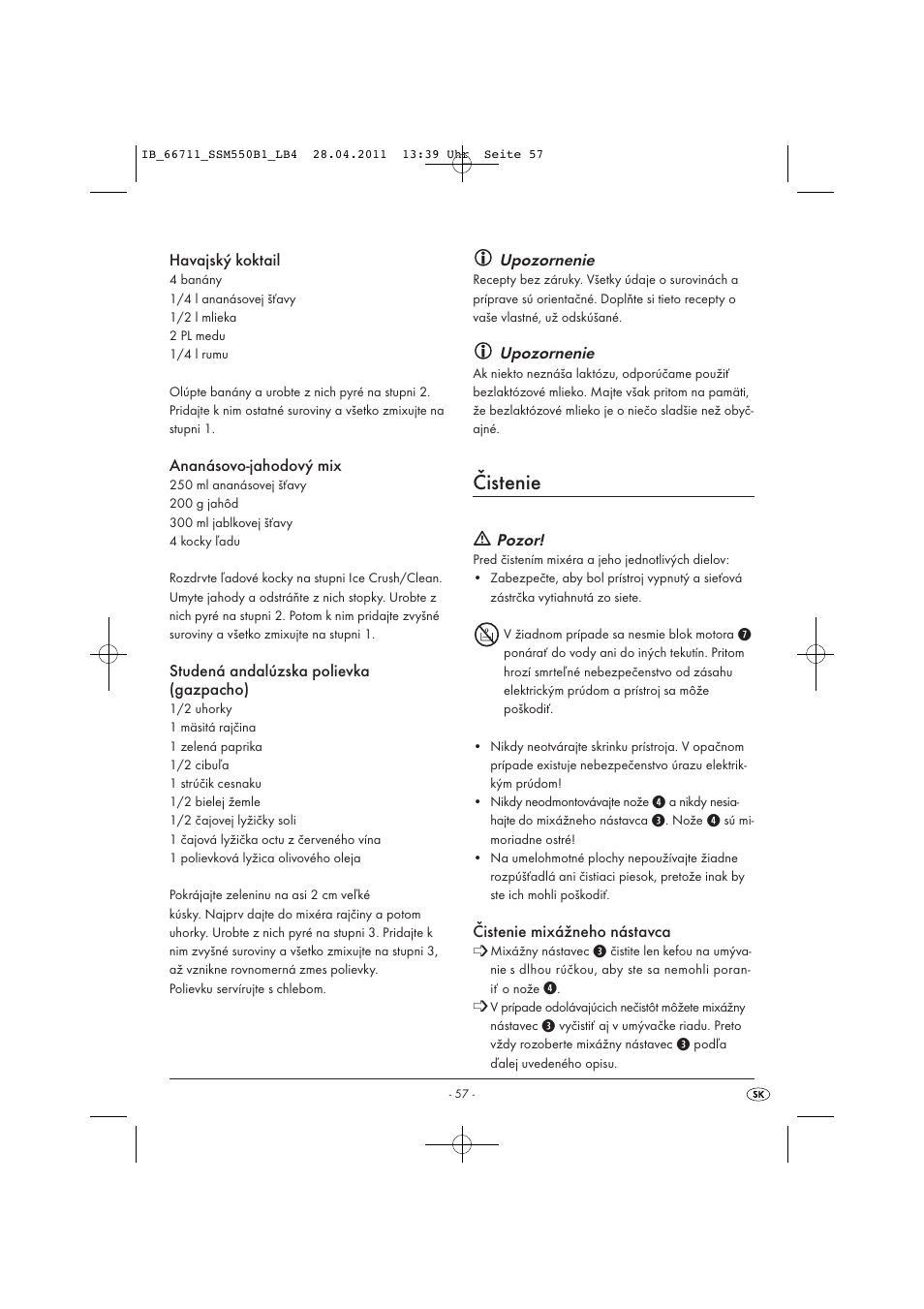 Čistenie | Silvercrest SSM 550 A1 User Manual | Page 59 / 72