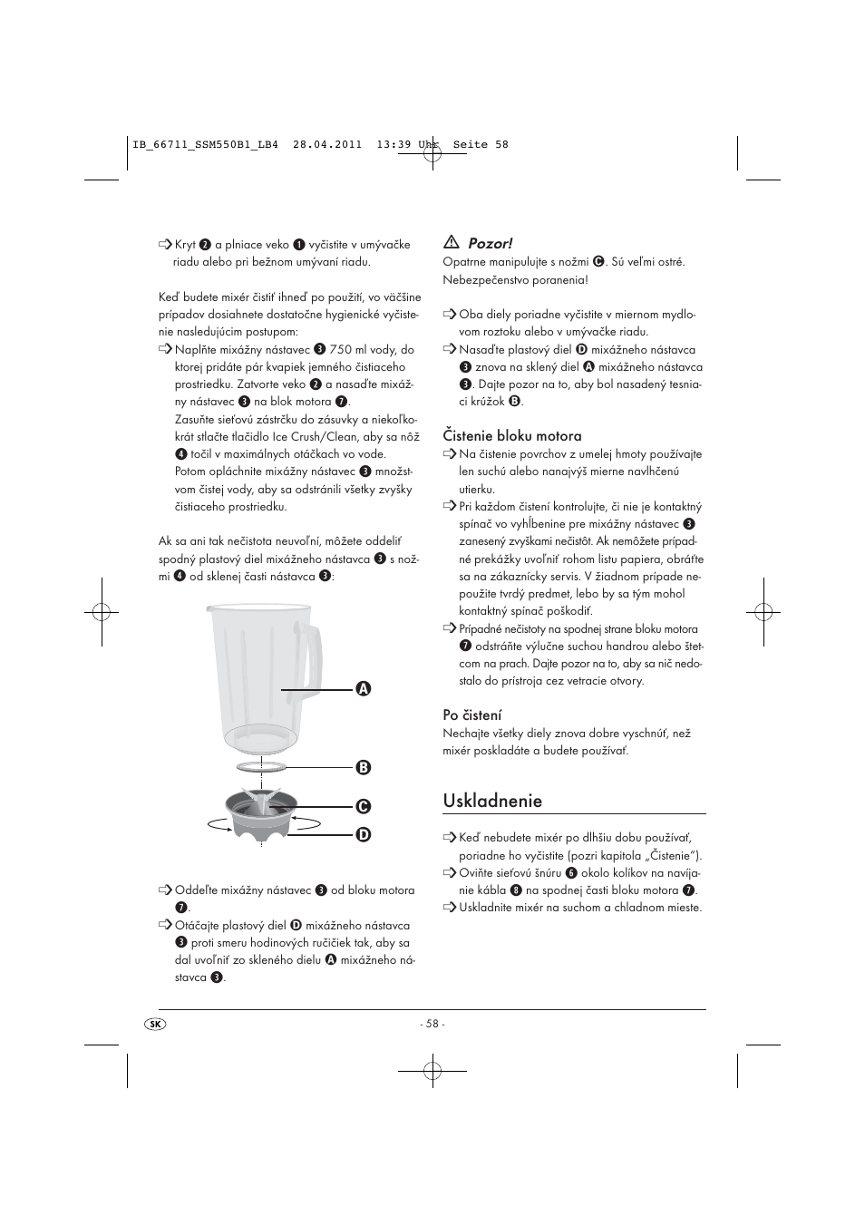 Uskladnenie | Silvercrest SSM 550 A1 User Manual | Page 60 / 72