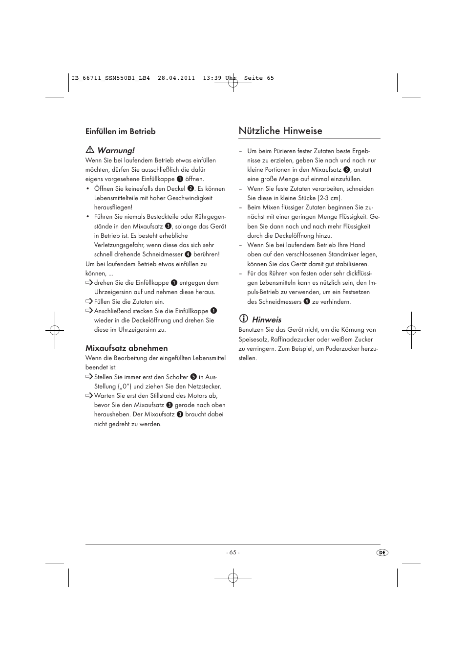 Nützliche hinweise | Silvercrest SSM 550 A1 User Manual | Page 67 / 72