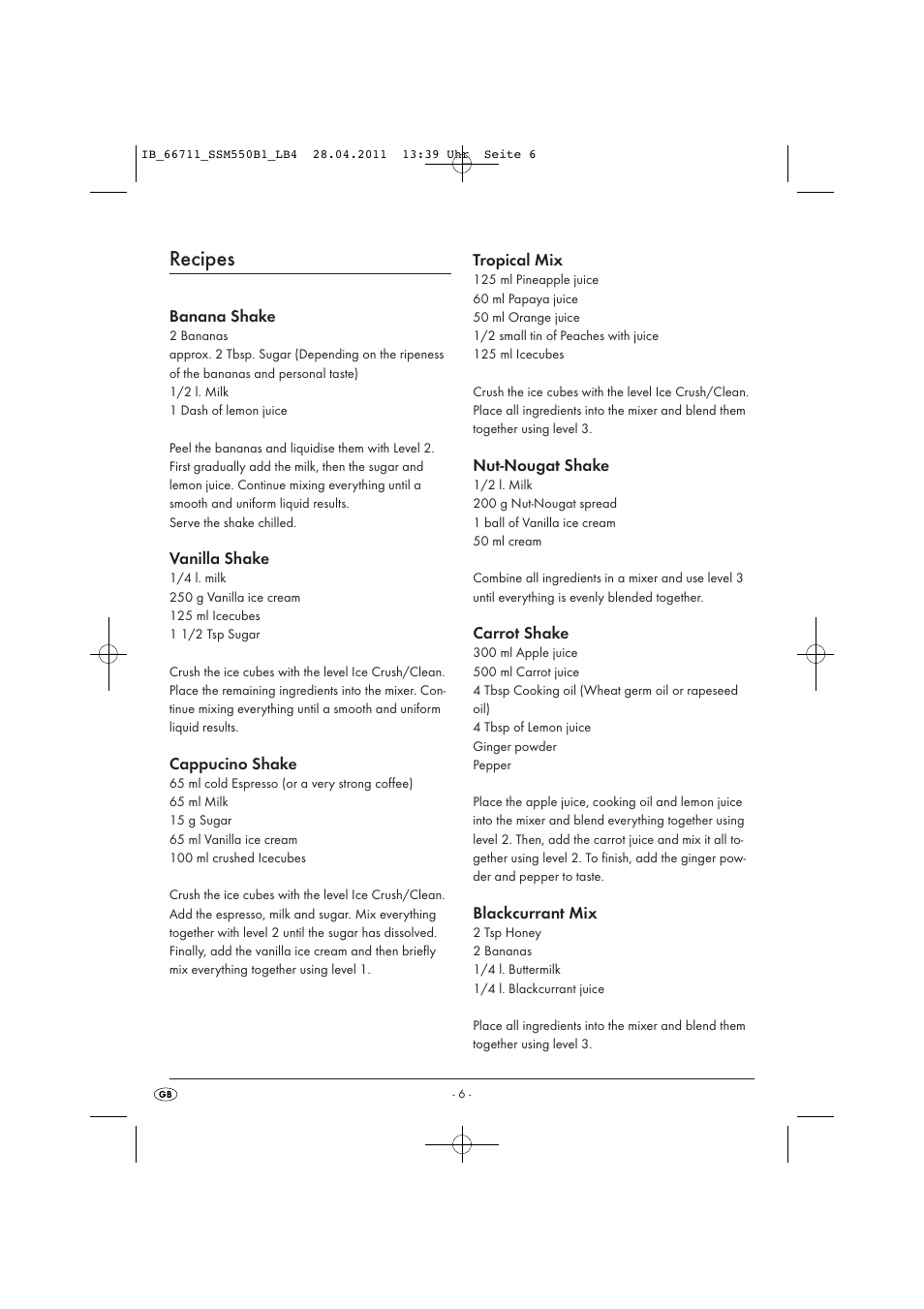 Recipes | Silvercrest SSM 550 A1 User Manual | Page 8 / 72