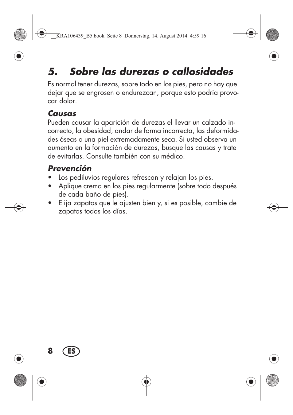 Sobre las durezas o callosidades | Silvercrest SHE 3 A1 User Manual | Page 10 / 94