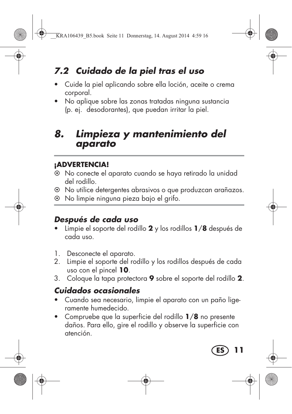 Limpieza y mantenimiento del aparato, 2 cuidado de la piel tras el uso | Silvercrest SHE 3 A1 User Manual | Page 13 / 94