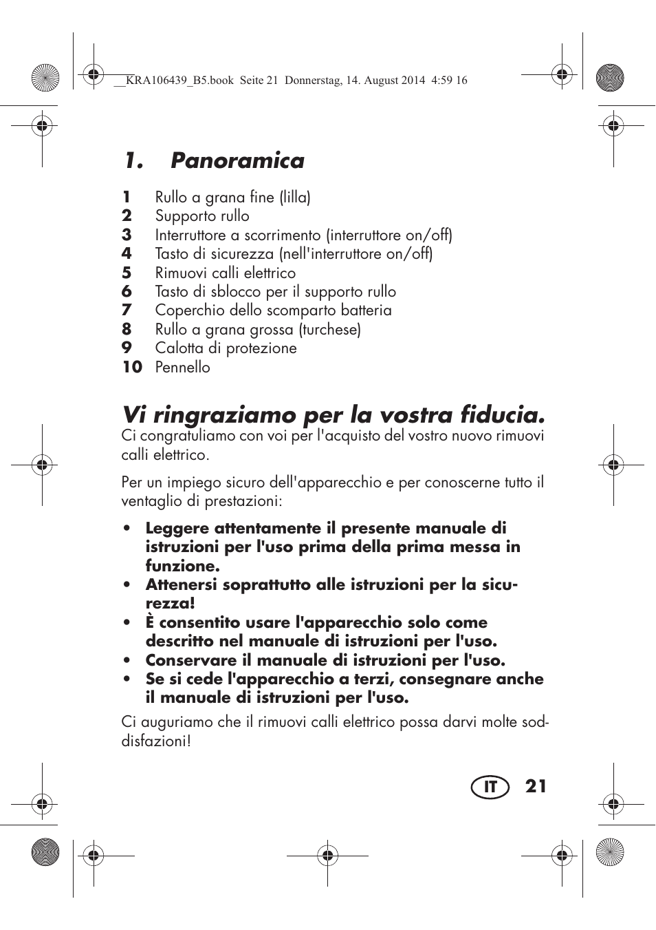 Vi ringraziamo per la vostra fiducia, Panoramica | Silvercrest SHE 3 A1 User Manual | Page 23 / 94